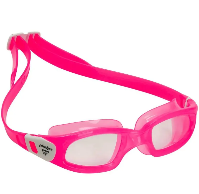 Aqua Sphere Michael Phelps Tiburon Kid Swim Goggles Clear Lens Pink/White-2